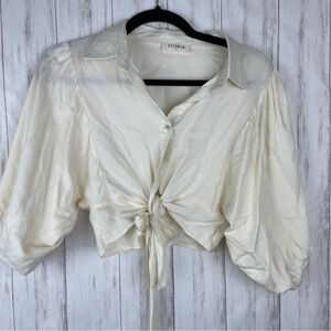 Storia cream ivory collared puff sleeve blouse